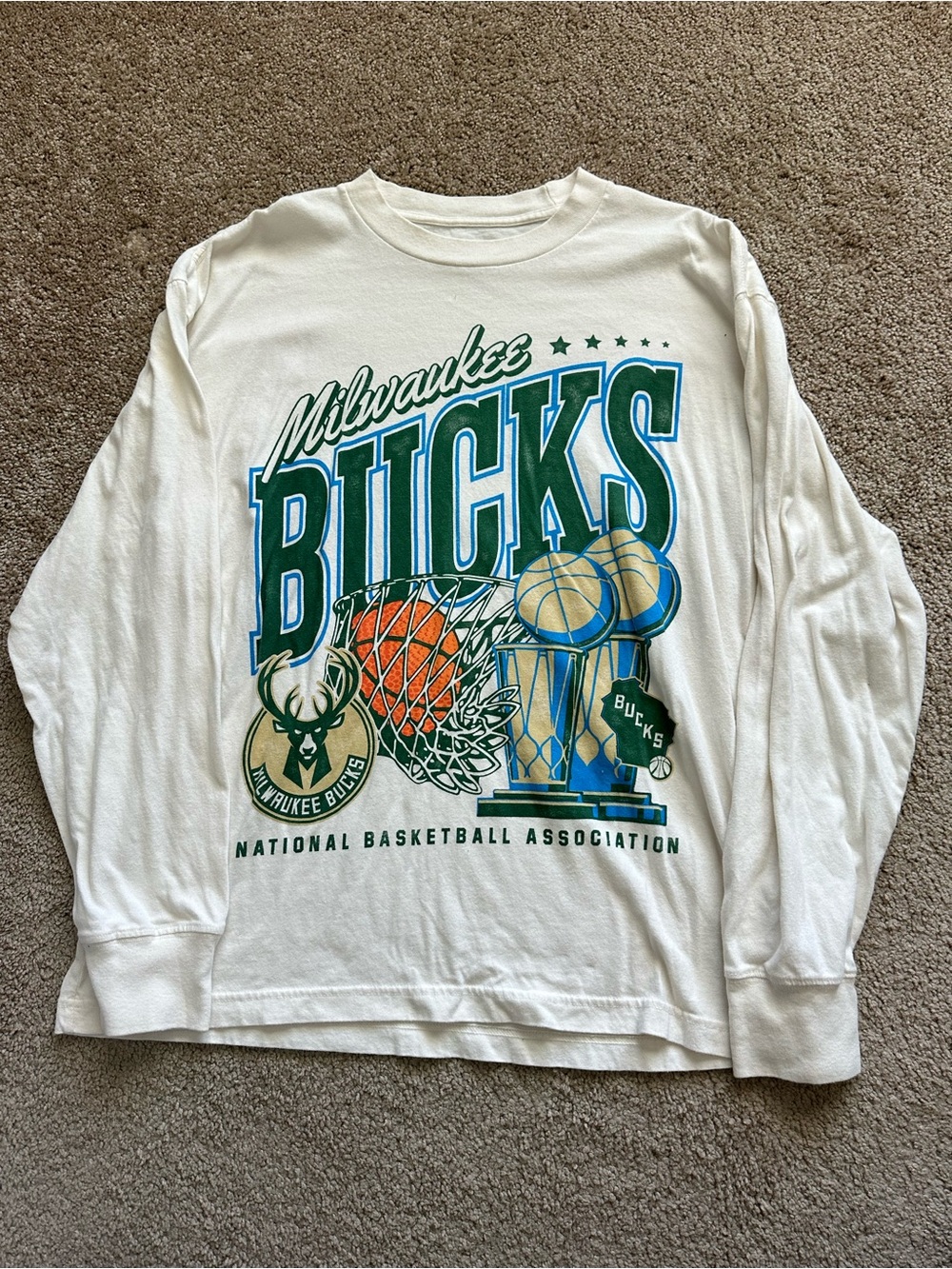 Abercrombie & Fitch White Oversized NBA Graphic Long Sleeve Tee